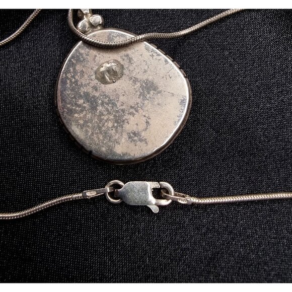 Vintage Native American Blue Turquoise Pendant On Sterling Silver Chain Necklace - Picture 5 of 5